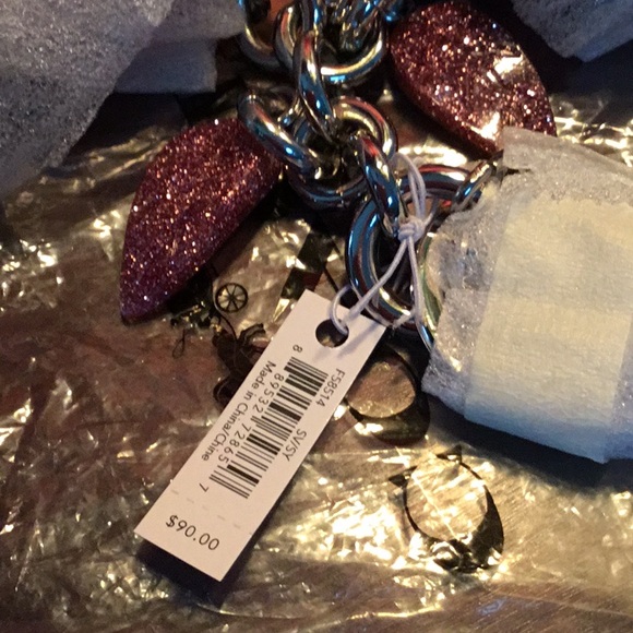 RARE COACH RESIN GLITTER TEA ROSE KEYCHAIN FOB - Picture 4 of 5
